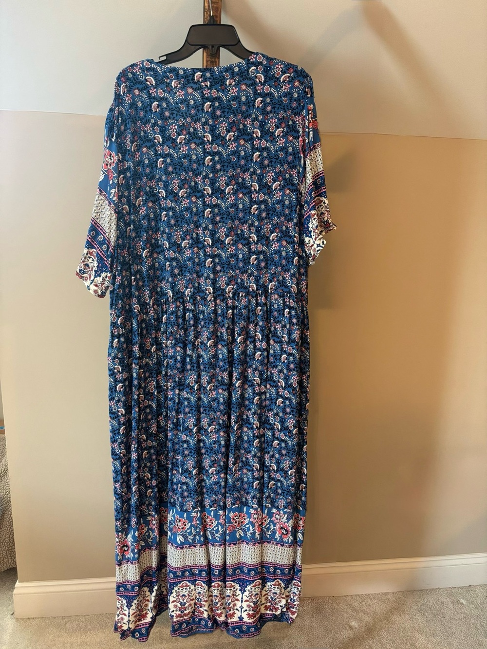 BloomChic Blue Floral Tiered Maxi Dress with Tassel Tie - Picture 5 of 6
